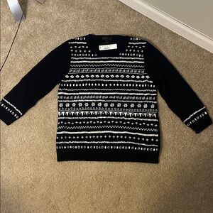 J. Crew Black and White Patterned Sweater